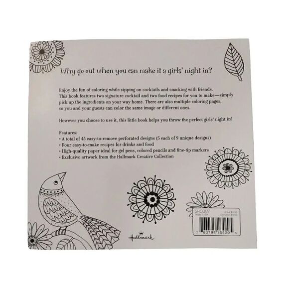 Hallmark Adult Coloring & Cocktails Book with Colored Pencils and Erasers Lot - Picture 10 of 11